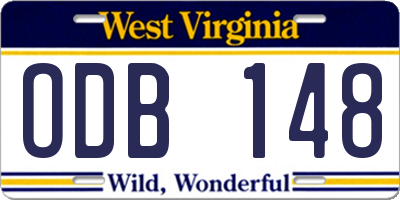 WV license plate ODB148