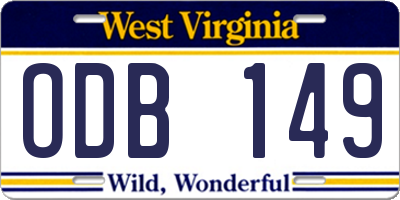 WV license plate ODB149