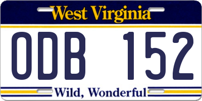 WV license plate ODB152