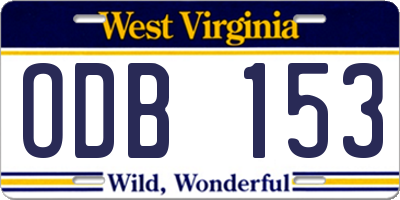 WV license plate ODB153