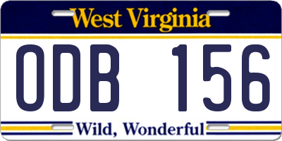 WV license plate ODB156