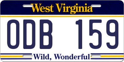 WV license plate ODB159