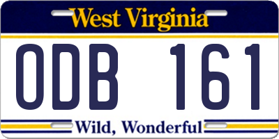 WV license plate ODB161