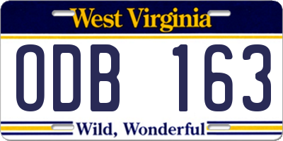 WV license plate ODB163