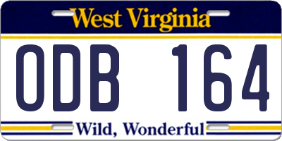 WV license plate ODB164