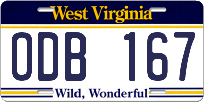 WV license plate ODB167