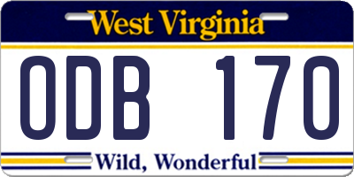 WV license plate ODB170