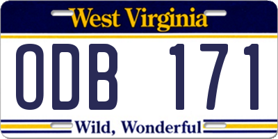 WV license plate ODB171