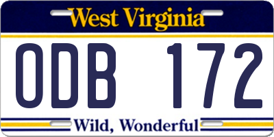WV license plate ODB172