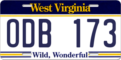 WV license plate ODB173