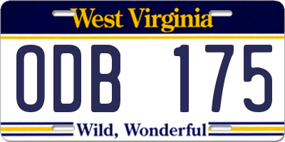 WV license plate ODB175