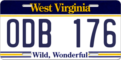 WV license plate ODB176