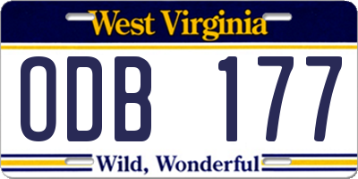WV license plate ODB177