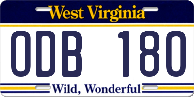 WV license plate ODB180