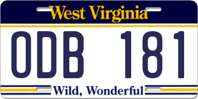 WV license plate ODB181