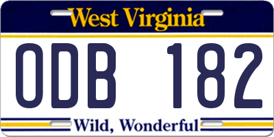 WV license plate ODB182