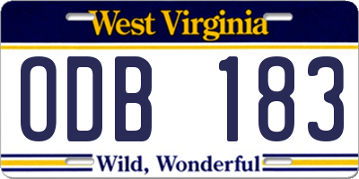 WV license plate ODB183