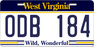 WV license plate ODB184