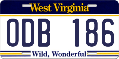 WV license plate ODB186