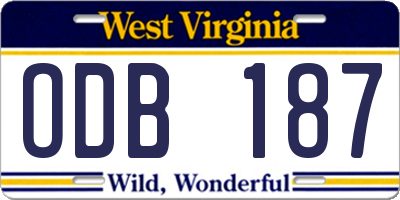 WV license plate ODB187