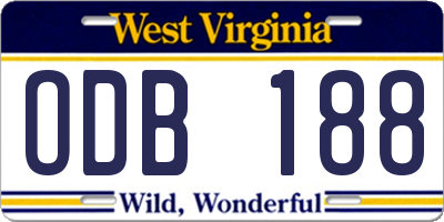 WV license plate ODB188