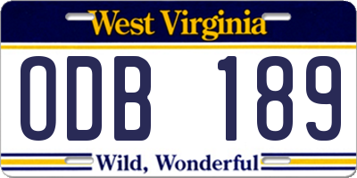 WV license plate ODB189