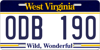 WV license plate ODB190