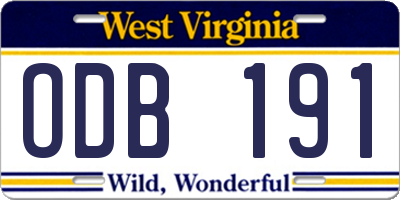 WV license plate ODB191