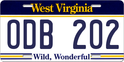 WV license plate ODB202