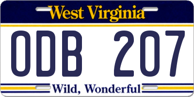 WV license plate ODB207