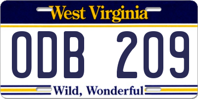 WV license plate ODB209