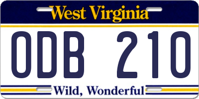 WV license plate ODB210