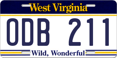 WV license plate ODB211