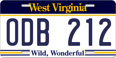 WV license plate ODB212