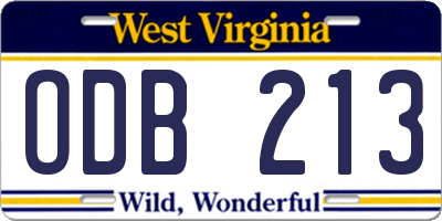 WV license plate ODB213