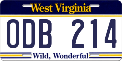 WV license plate ODB214