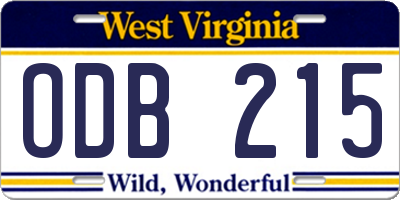 WV license plate ODB215