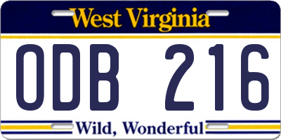 WV license plate ODB216