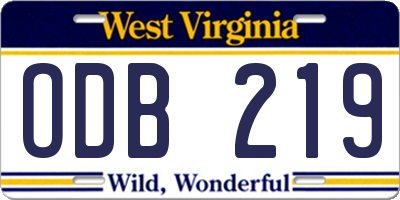 WV license plate ODB219