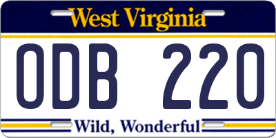 WV license plate ODB220