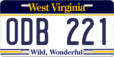 WV license plate ODB221