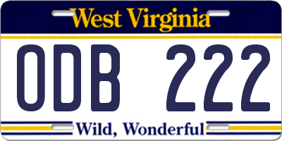 WV license plate ODB222