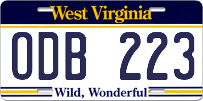 WV license plate ODB223