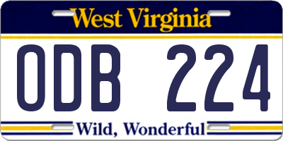 WV license plate ODB224