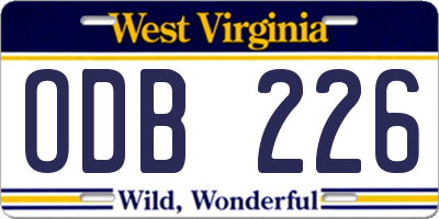 WV license plate ODB226