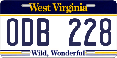 WV license plate ODB228