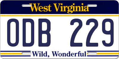 WV license plate ODB229