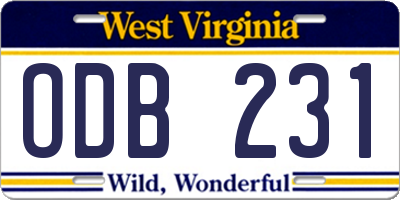 WV license plate ODB231