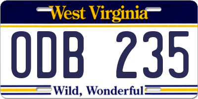 WV license plate ODB235