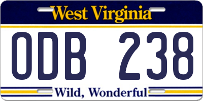 WV license plate ODB238